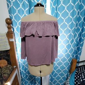 Purple American Eagle Off Shoulder Crop top